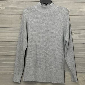Banana Republic Knit Sweater Tunic Mock Neck Womens XS Grey Ribbed